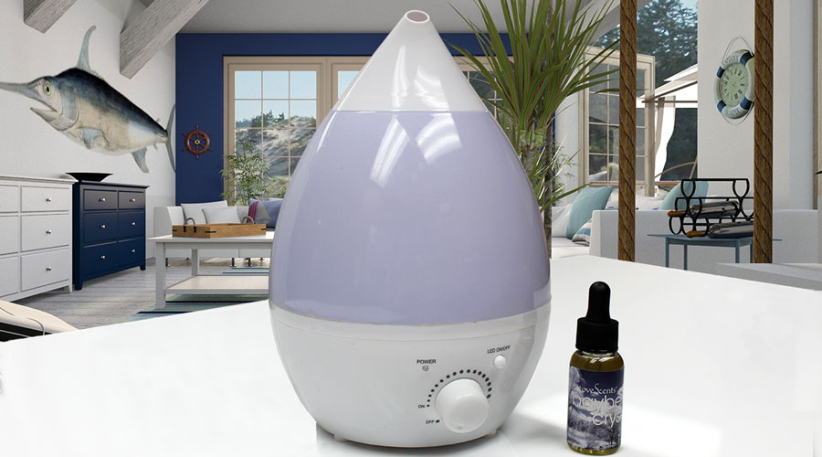 Condar bayberry Crystal scent with white diffuser in coastal theme room.